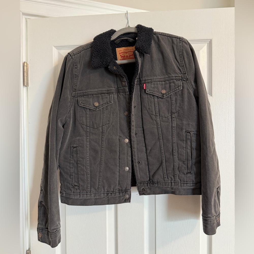 Levi's Dark Denim Jacket with Fleece Collar